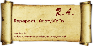 Rapaport Adorján névjegykártya